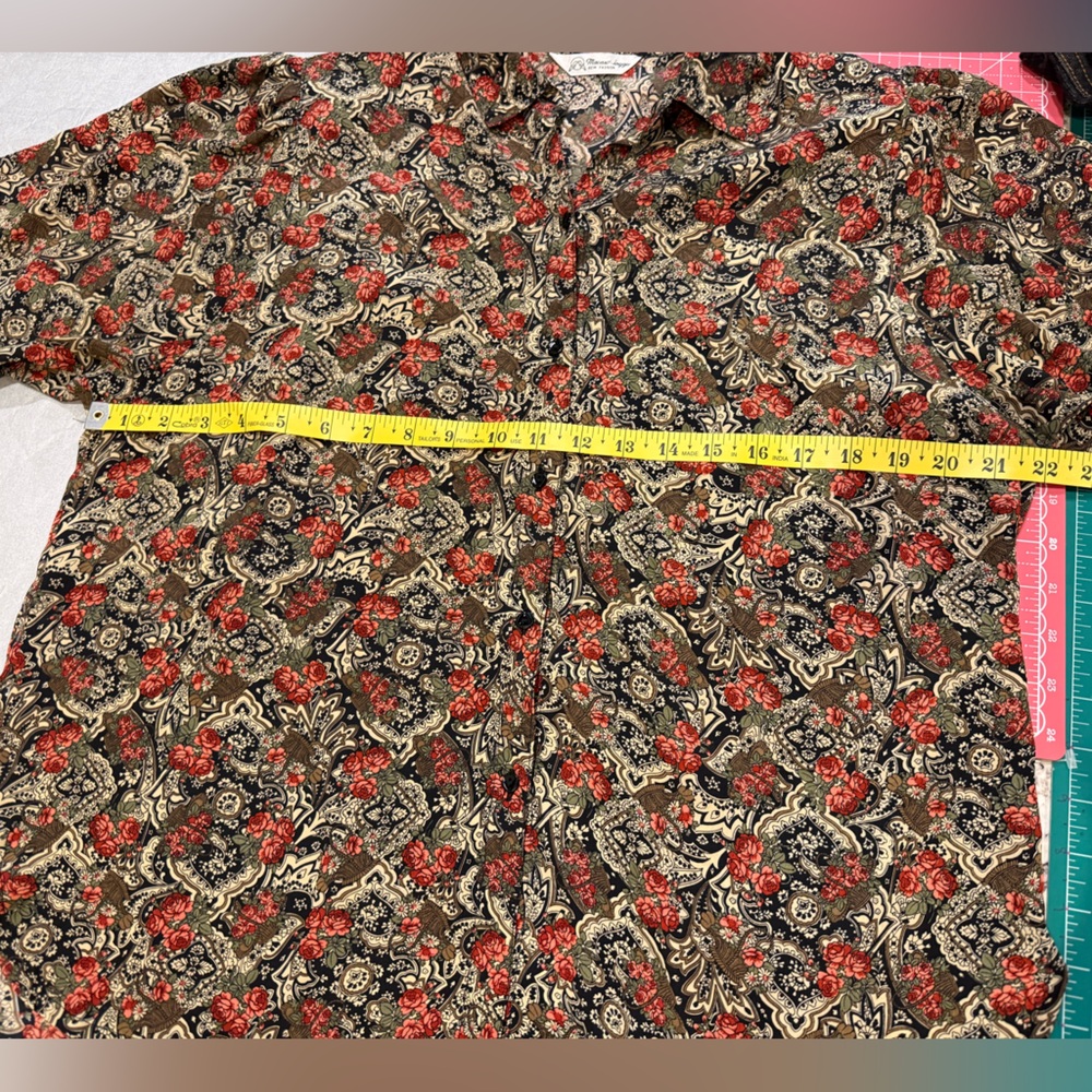 Macaw-Inggo Blouse Vintage Paisley Floral Button Down Blouse Retro Size Medium - Picture 7 of 12